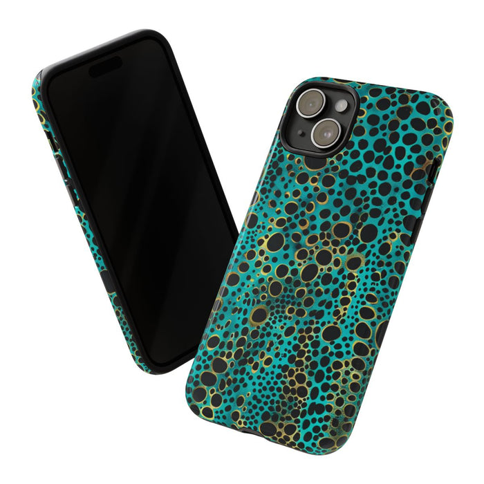 Turquoise en Zwart Abstract Stippenpatroon