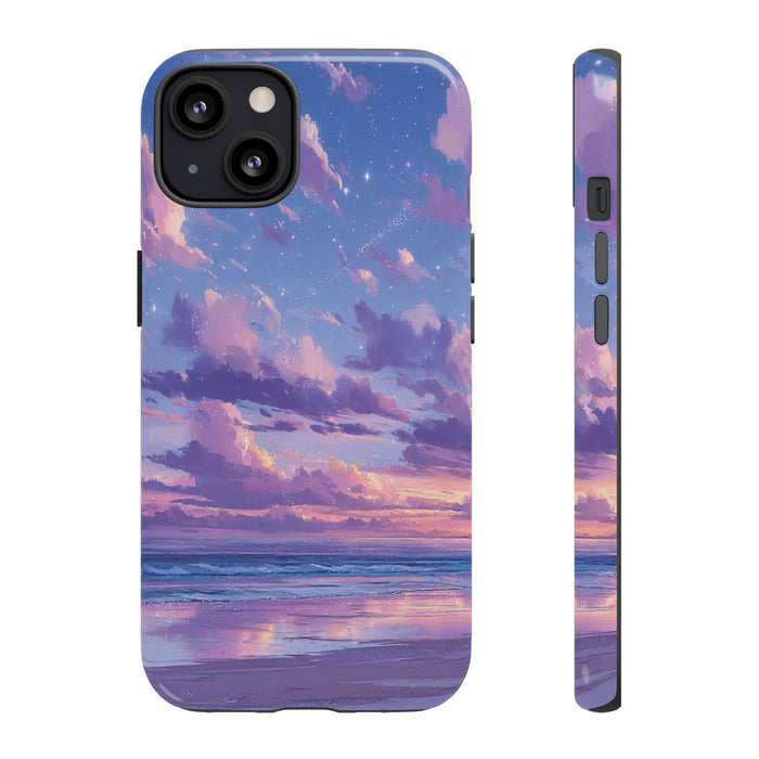 Sereen Paarse Zonsondergang Boven Oceaan