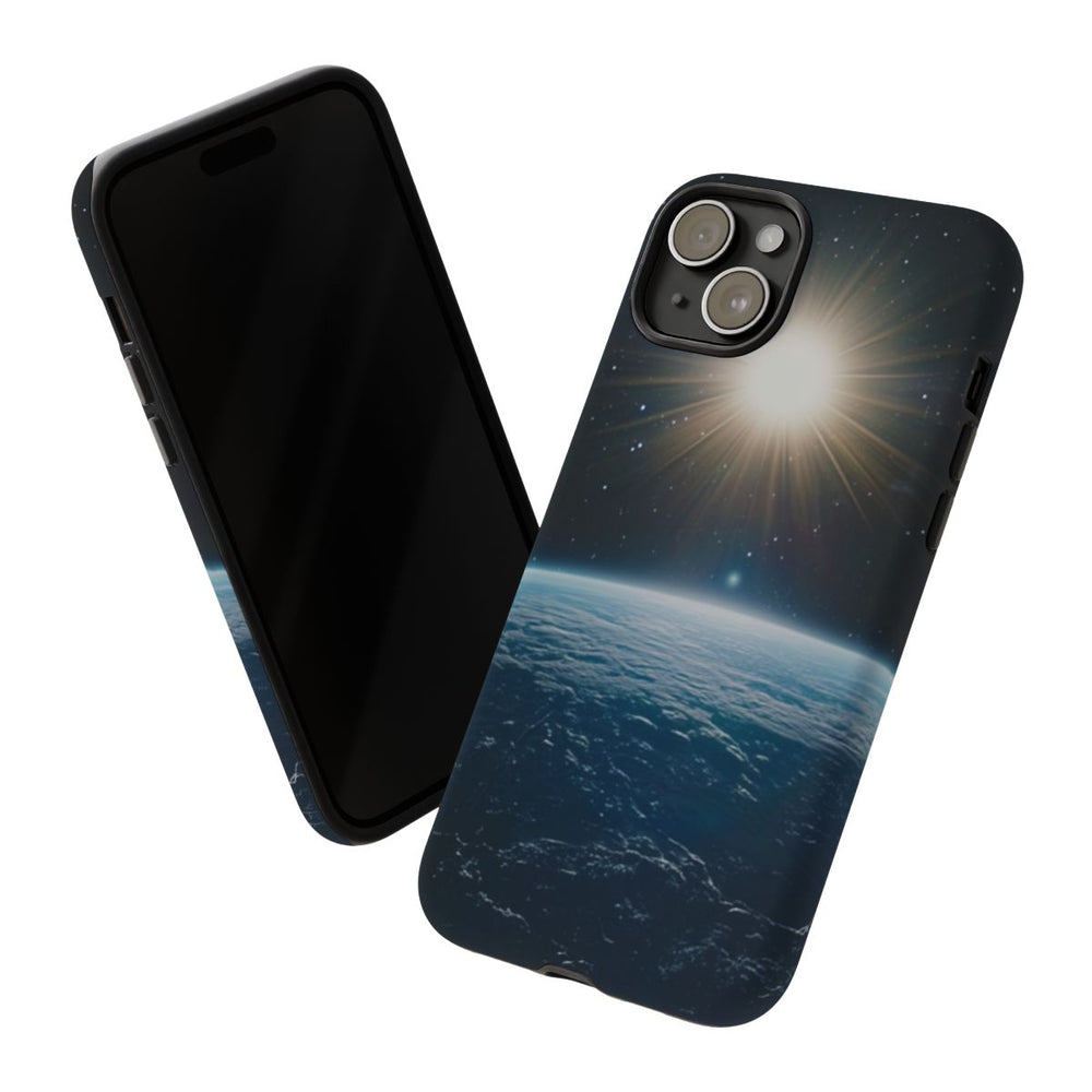 Blauwe Aarde vanuit de Ruimte met Zon en Sterren