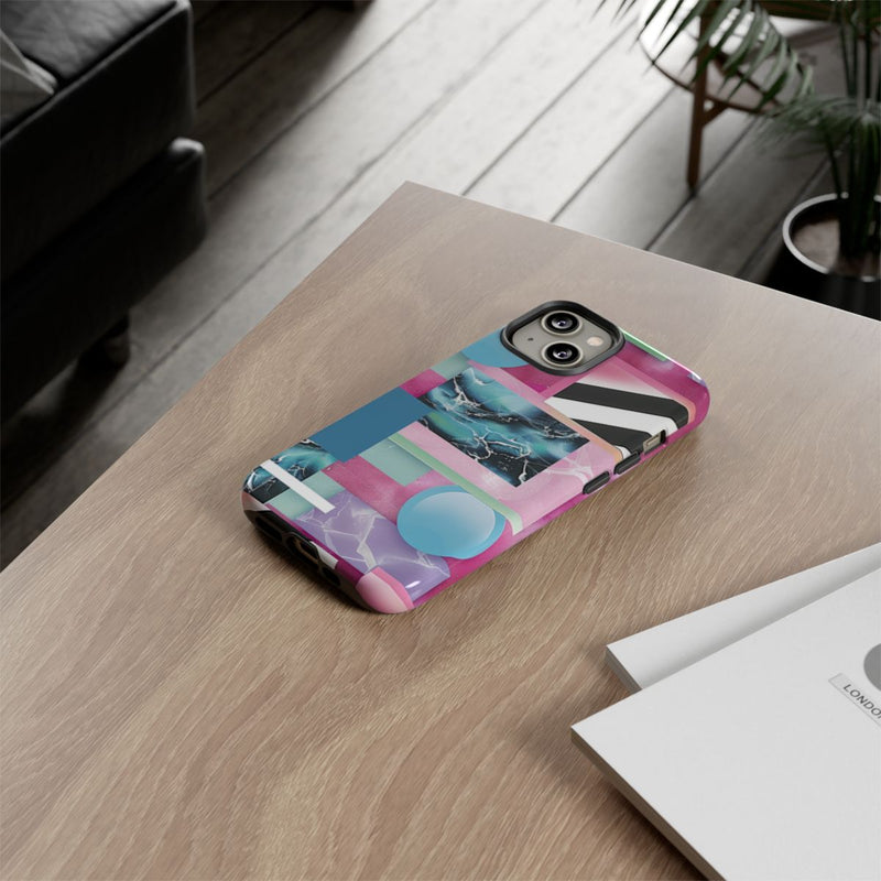 Abstract Geometrisch Patroon in Roze en Blauw