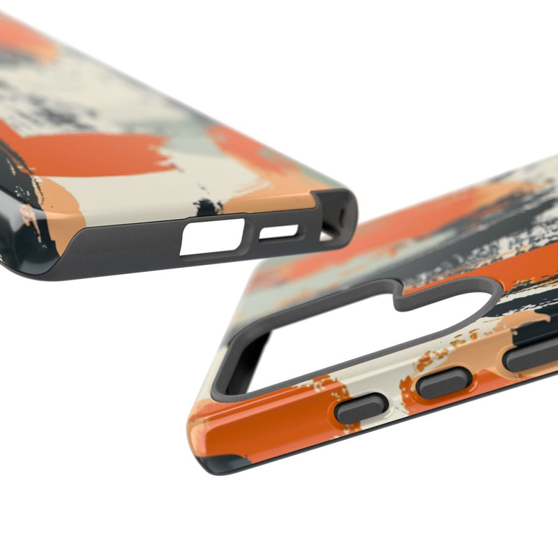 Abstract Oranje-Zwart Penseelstrepenpatroon