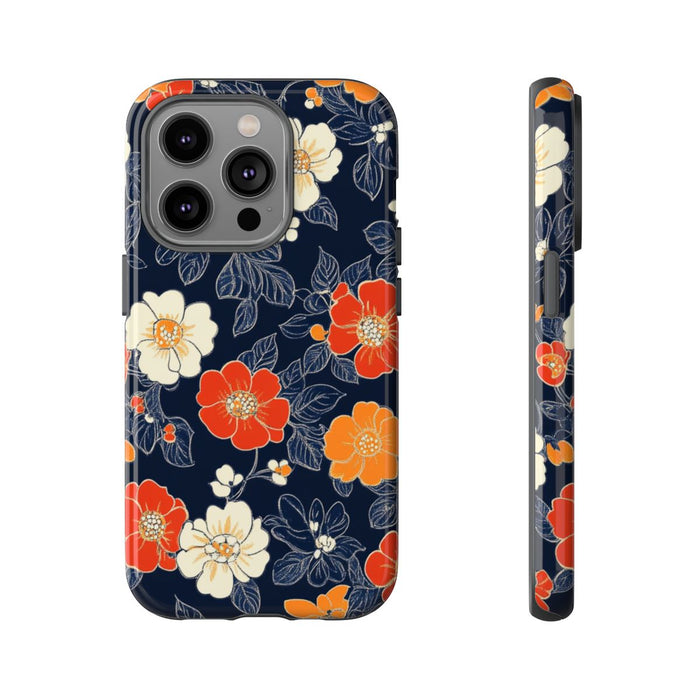 Oranje en Witte Bloemenprint