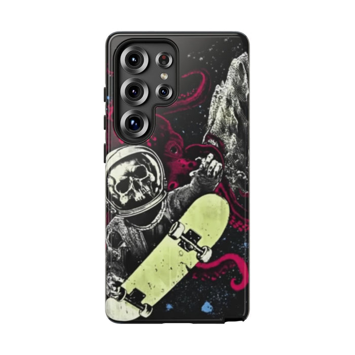 Schedel-Astronaut met Skateboard en Octopus
