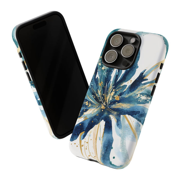 Abstracte Blauwe Bloemen Waterverfdesign