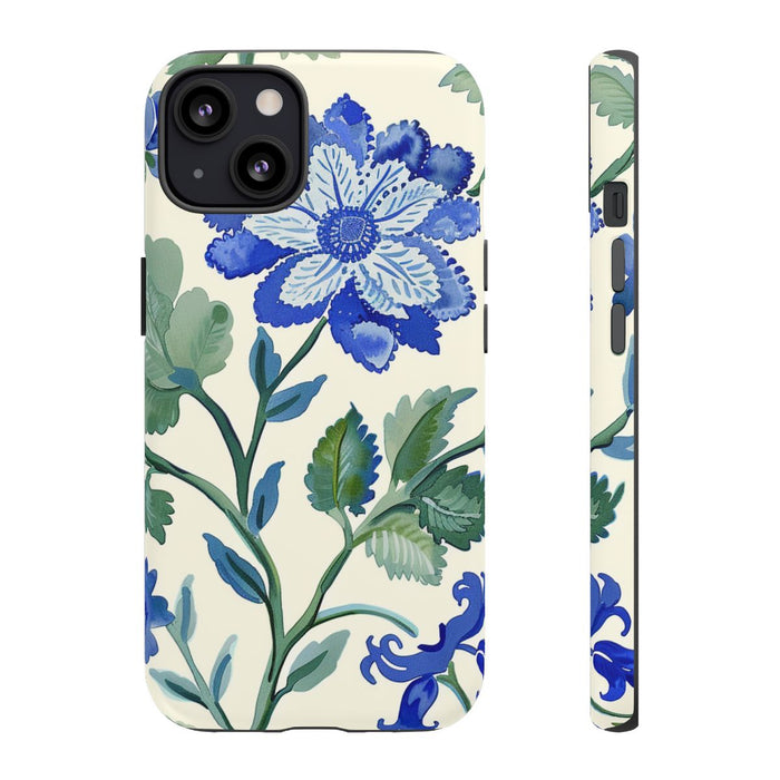 Blauw Waterverf Bloemenpatroon