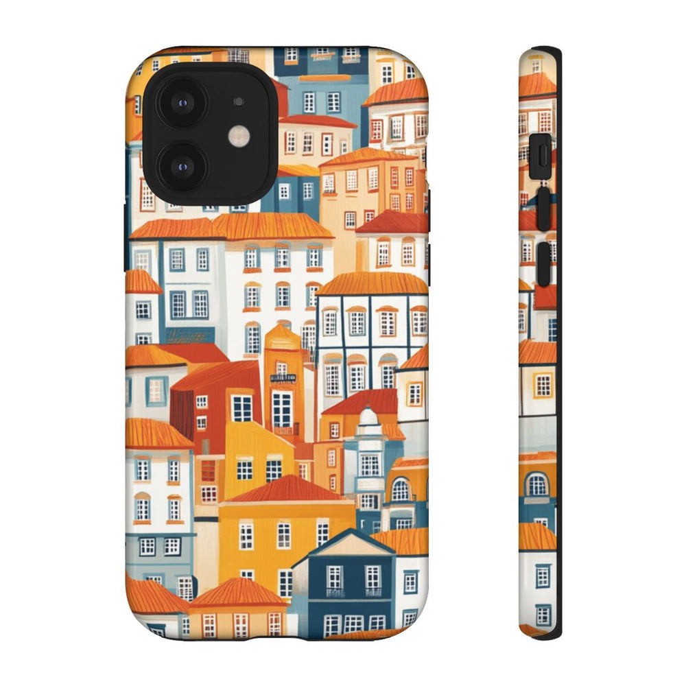 Kleurrijke Huisjespatroon met Glanzende Afwerking