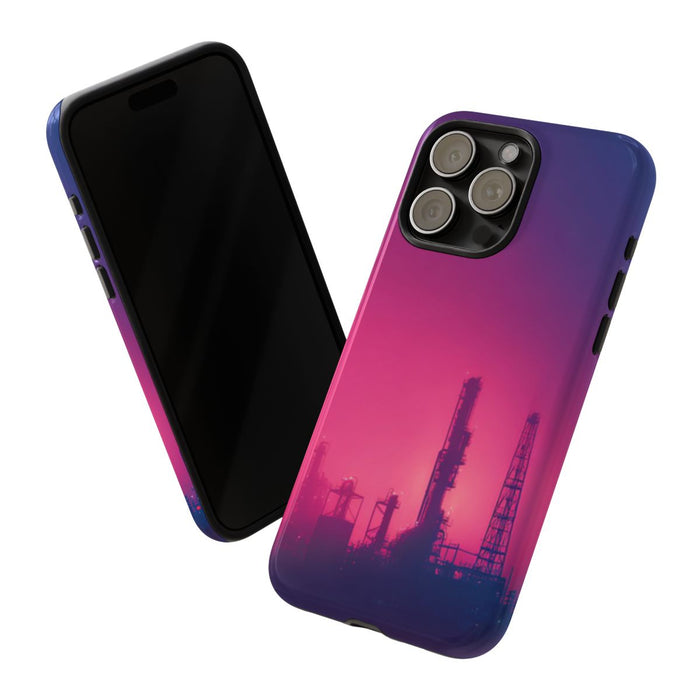 Industrieel Silhouet met Neon Gloed