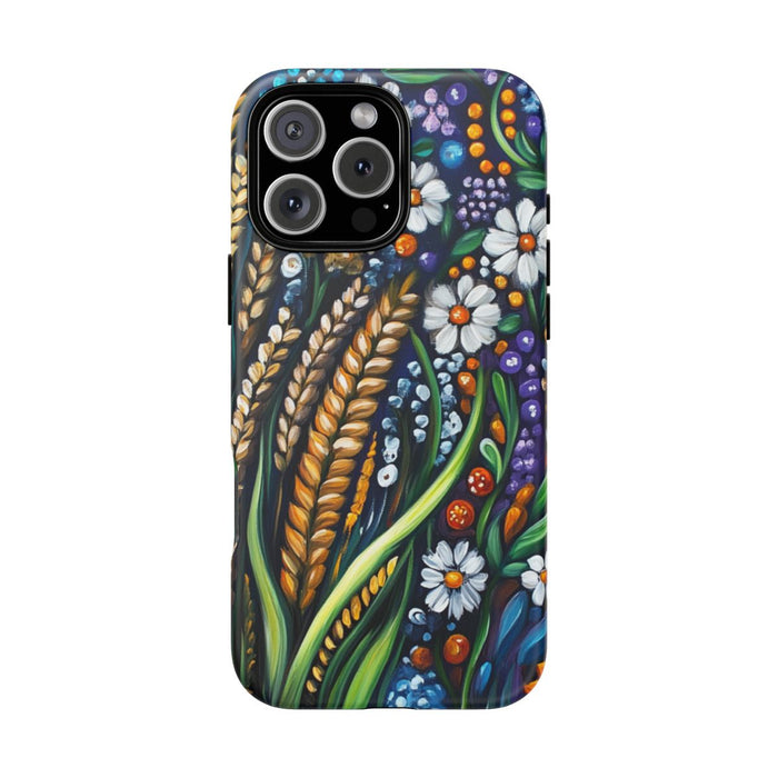 Kleurrijk Folk Art Bloemen- en Graanmotief