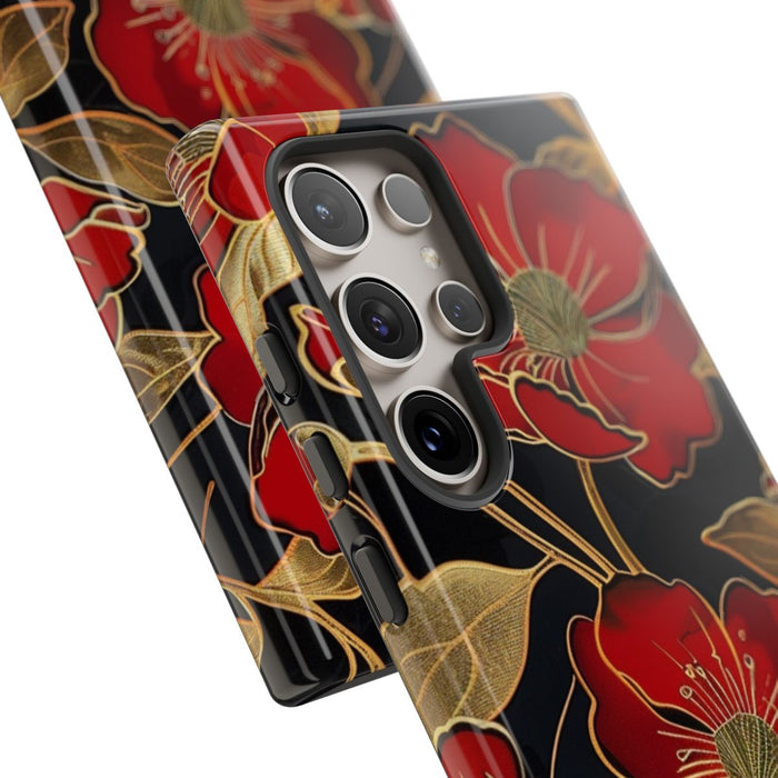 Rood-Gouden Bloemenpatroon
