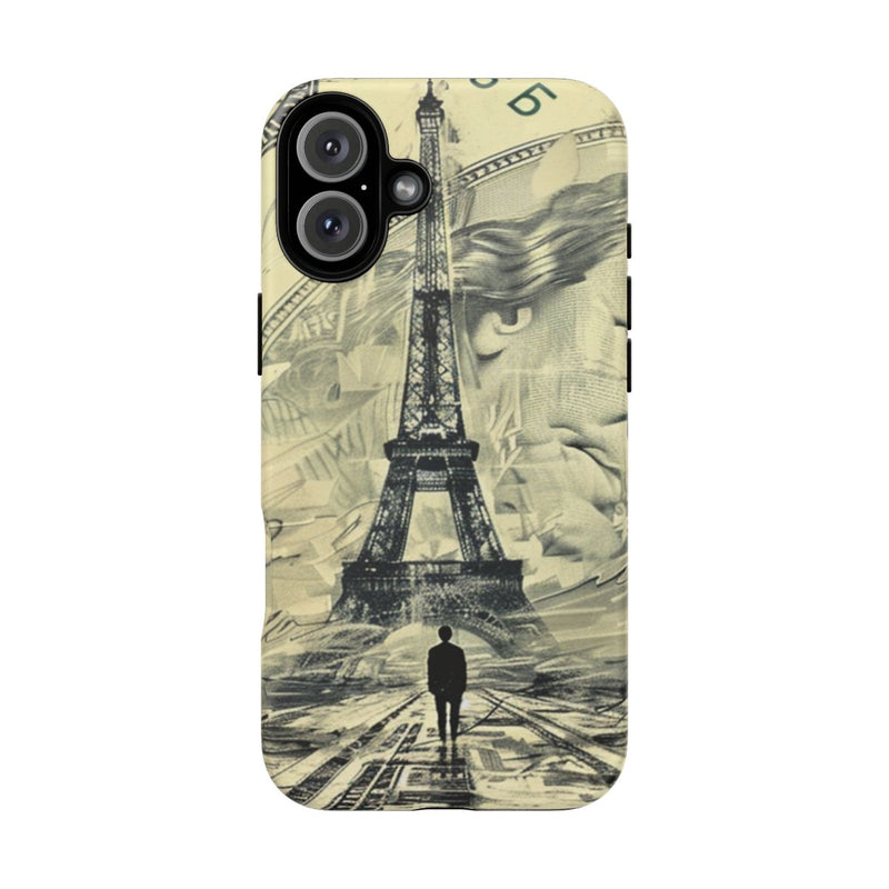 Surrealistische Zwart-Wit Illustratie van Toren op Dollarbiljet