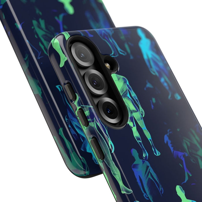 Blauw-Groene Neon Figurenpatroon