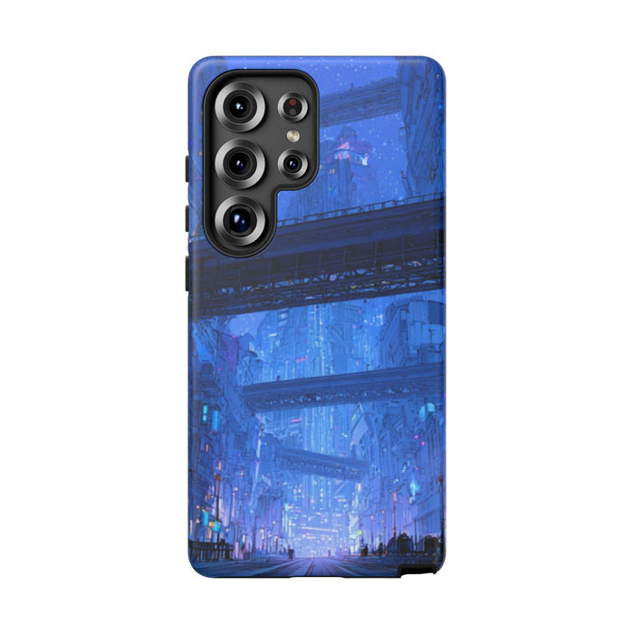 Futuristische Blauwe Stadsstraat