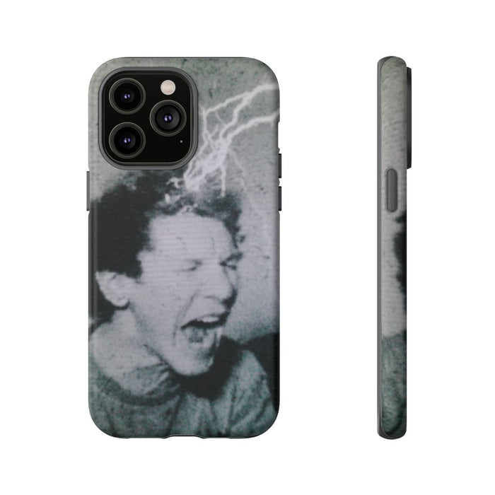 Zwart-Wit Portret met Bliksemeffect en Vintage Look