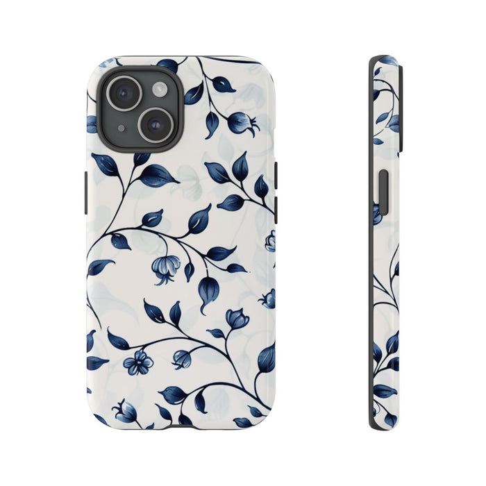Blauw Bloemenrankenpatroon