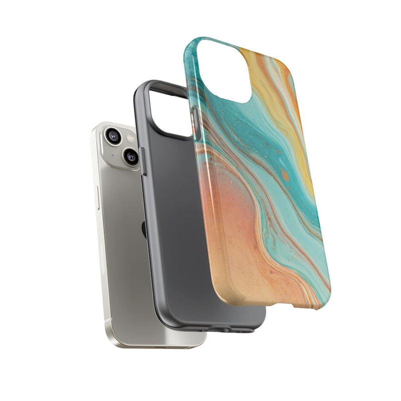 Oranje en Teal Marmer Abstract