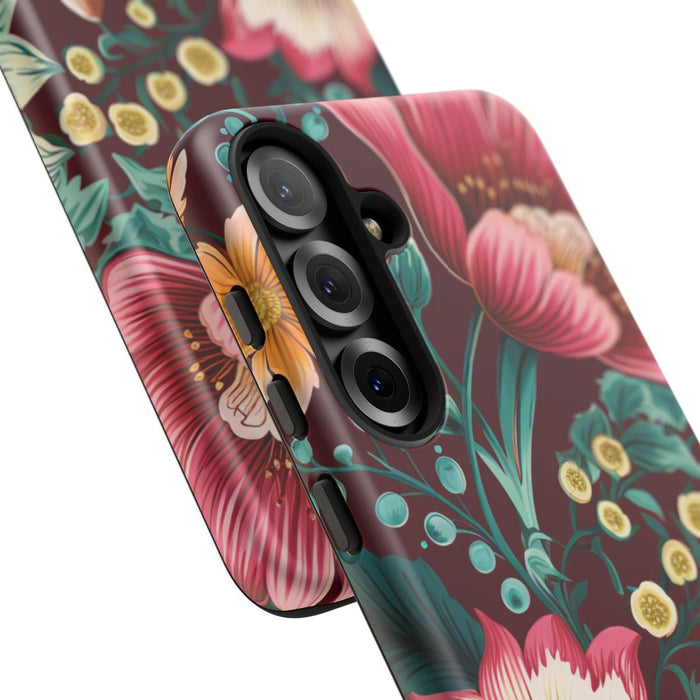 Botanisch Bloemenpatroon in Amber en Teal