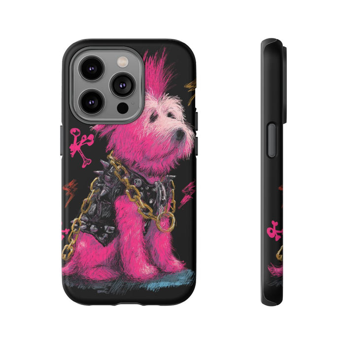 Punk Hond met Roze Hanenkam Illustratie