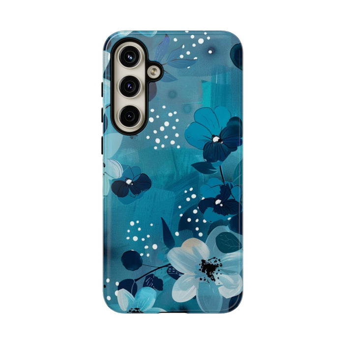 Turquoise Bloemenpatroon met Stippen