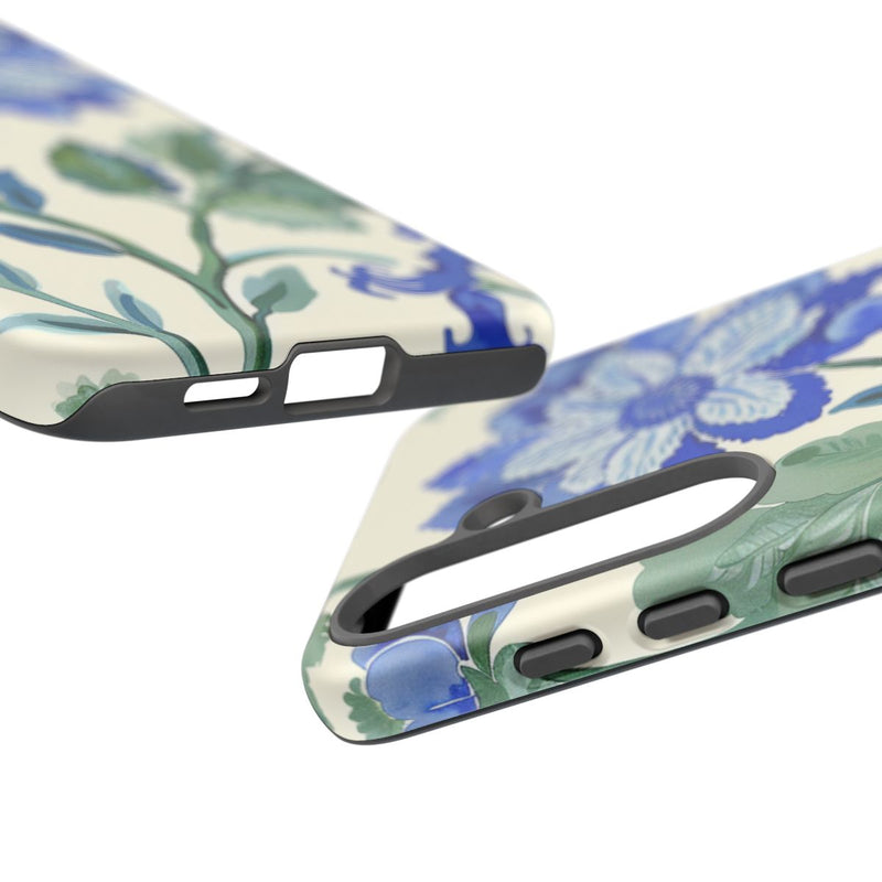 Blauw Waterverf Bloemenpatroon