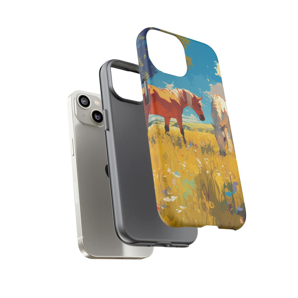 Paarden Grazend in Zonnig Veld