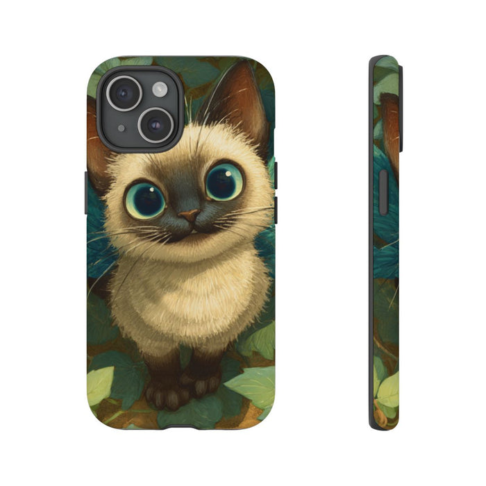 Schattig Siamees Katje met Blauwe Vleugels Illustratie