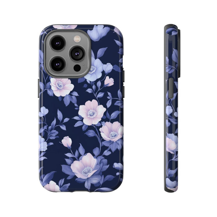 Elegant Blauw-Roze Bloemenpatroon