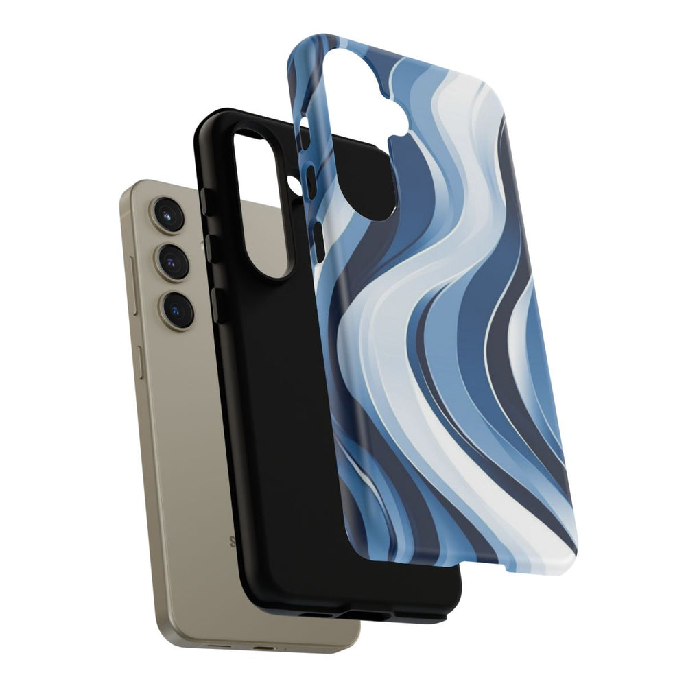 Modern Blauw Golfpatroon