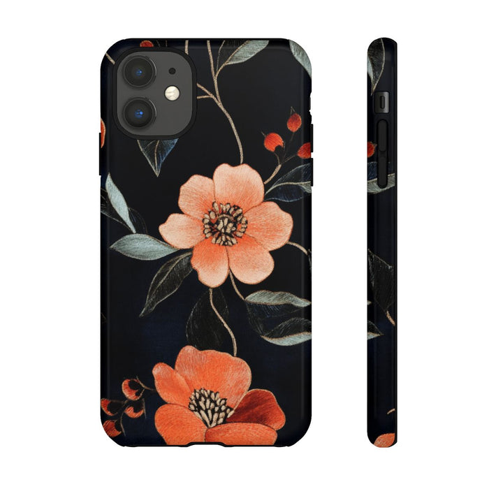 Oranje Geborduurd Bloemenpatroon