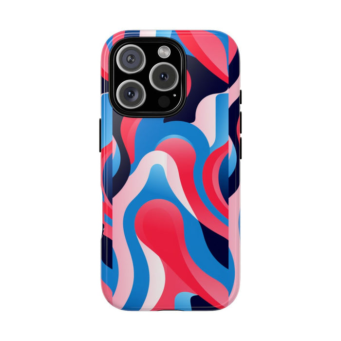 Blauw-Rood Abstract Golvend Patroon