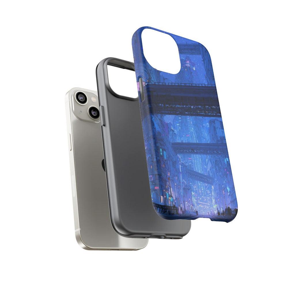 Futuristische Blauwe Stadsstraat