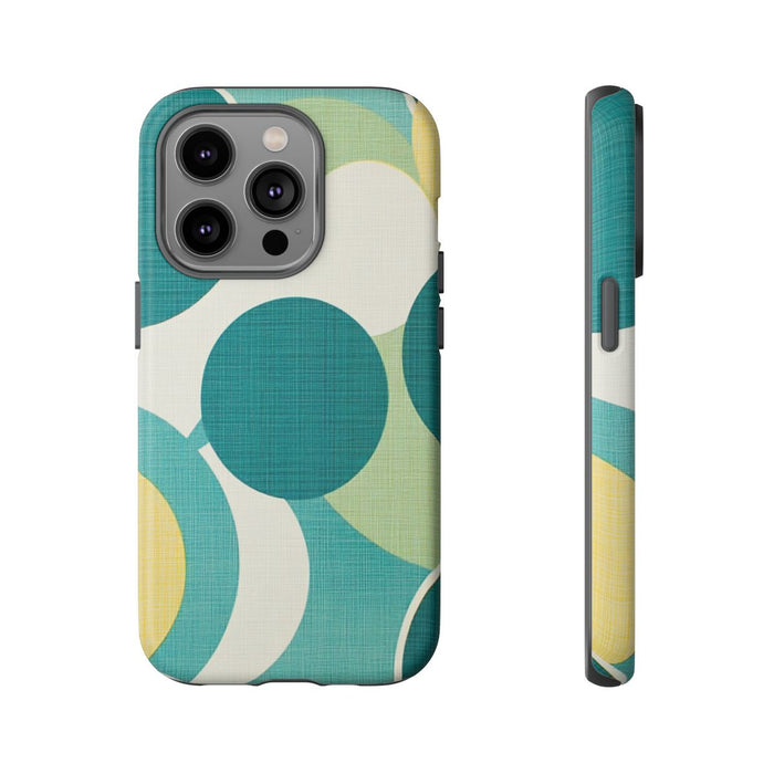 Retro Patroon met Blauwe en Gele Cirkels
