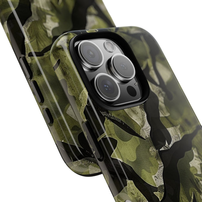 Groen Camouflagepatroon met Zwarte Abstracte Vormen