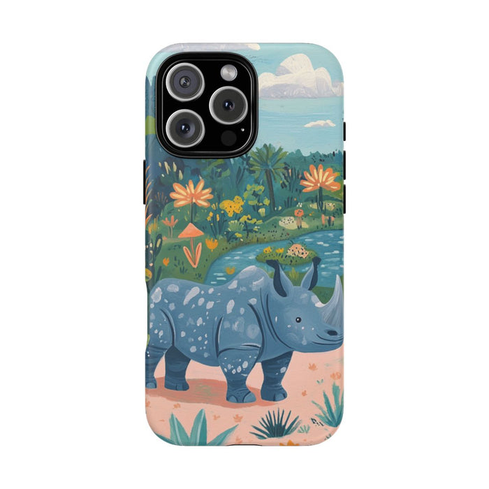 Gouache Stijl Neushoorn Illustratie