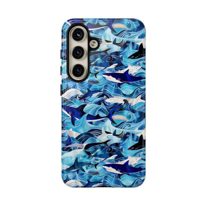Blauwe Oceaangolven en Haaienpatroon