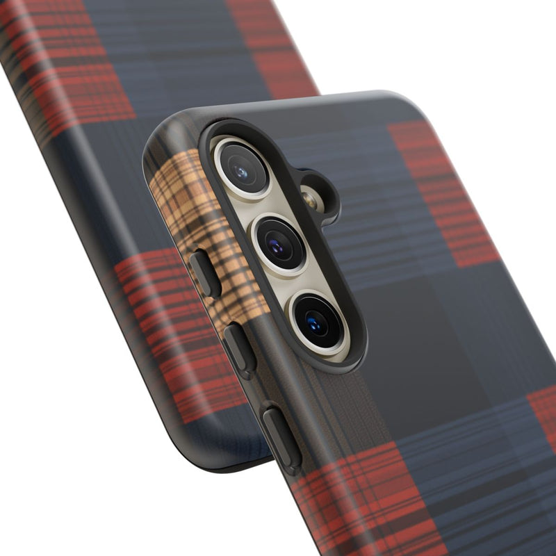 Caramel en Donkerblauw Geruit Patroon