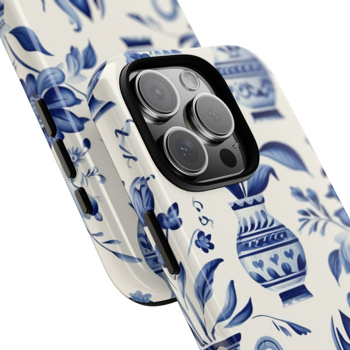 Blauw Bloemmotief met Delfts Vaaspatroon