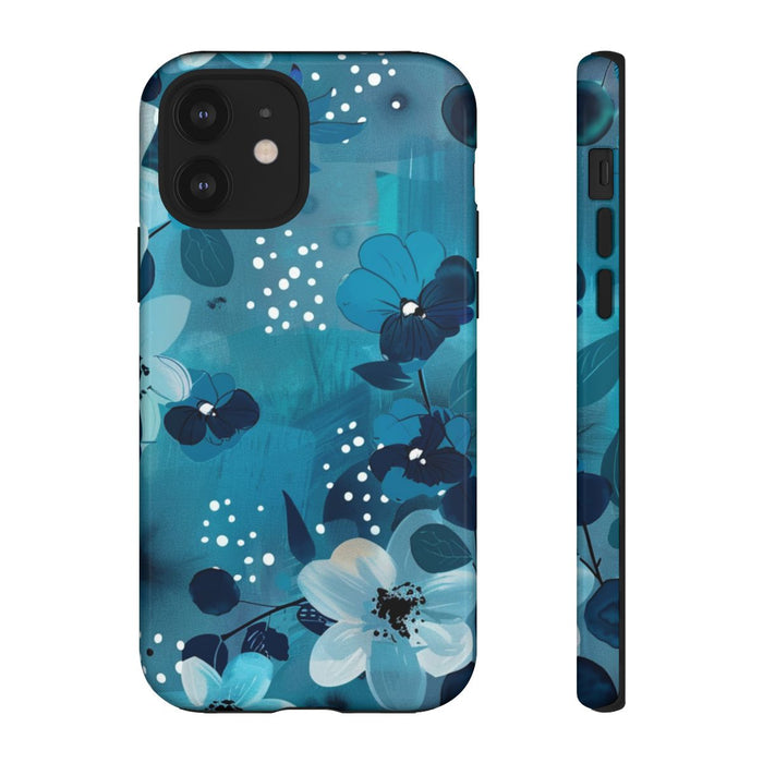 Turquoise Bloemenpatroon met Stippen