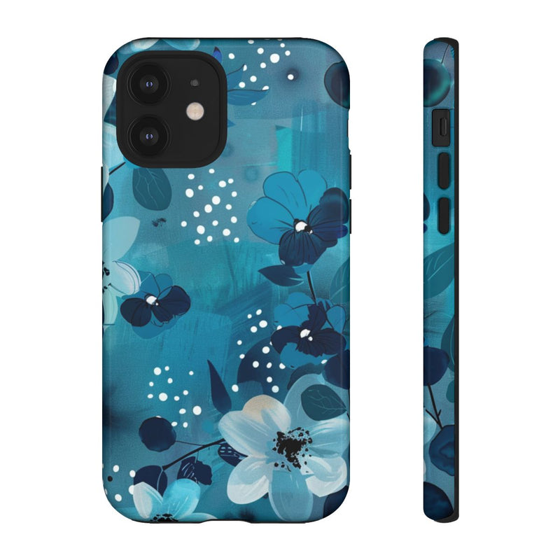 Turquoise Bloemenpatroon met Stippen