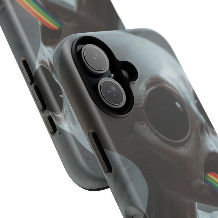 Grijze Alien met Regenboogstraal