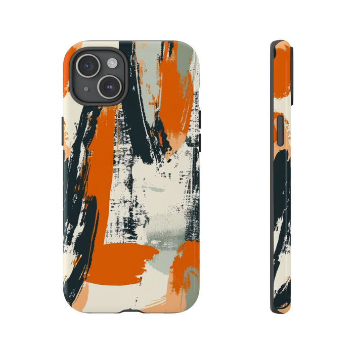 Abstract Oranje-Zwart Penseelstrepenpatroon