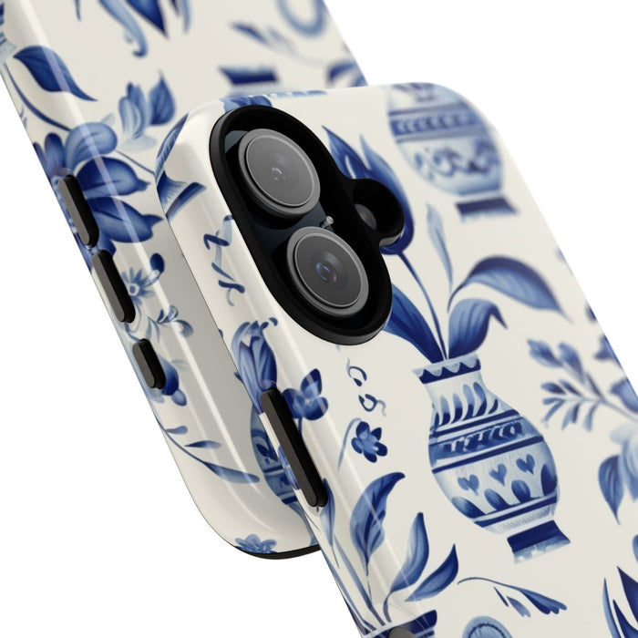 Blauw Bloemmotief met Delfts Vaaspatroon