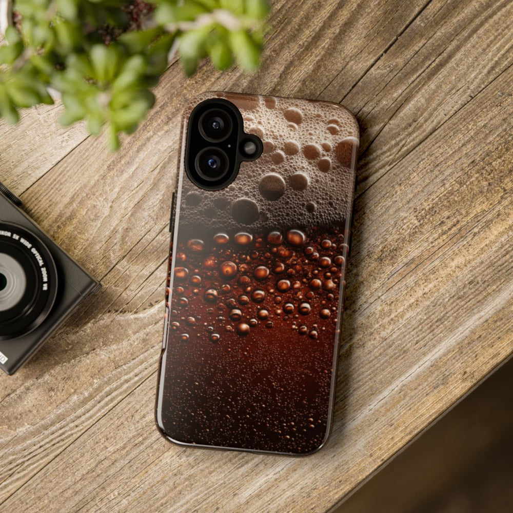 Close-Up Donkerbruine Bier Schuimtextuur