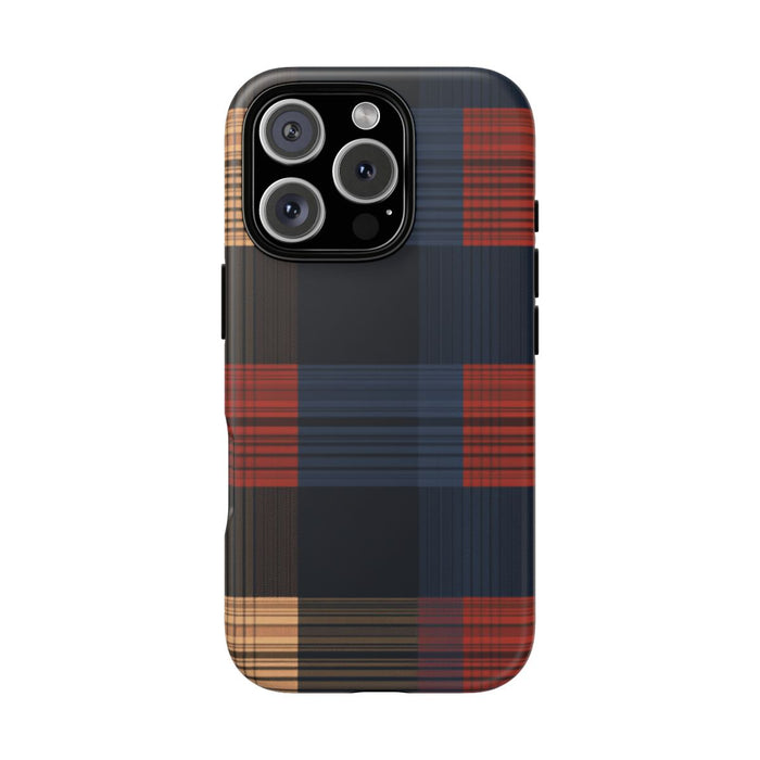 Caramel en Donkerblauw Geruit Patroon