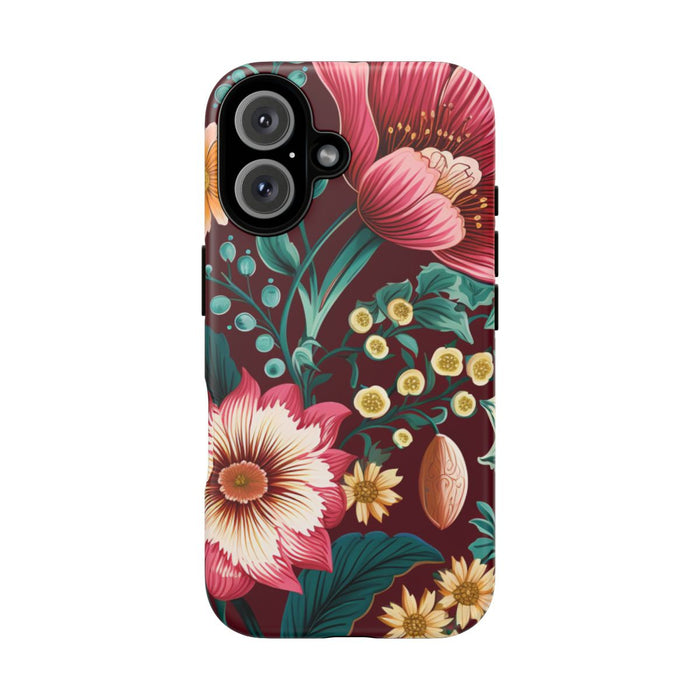 Botanisch Bloemenpatroon in Amber en Teal