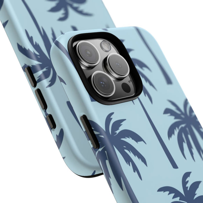 Donkerblauw Palmboompatroon