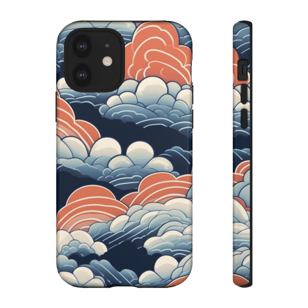 Gestileerd Wolkenpatroon in Blauw en Oranje