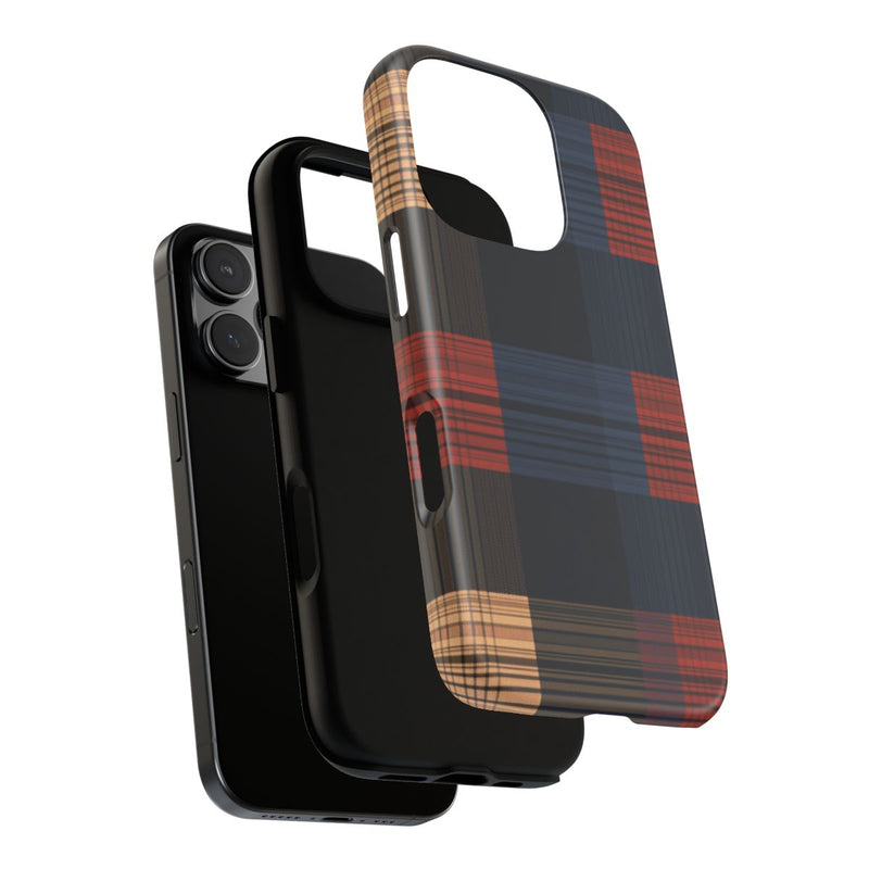 Caramel en Donkerblauw Geruit Patroon