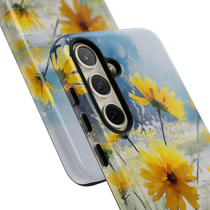 Gele Zonnebloemen in Pastelkleurig Landschap