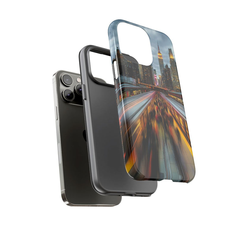 Stedelijke Skyline met Bewegende Metro