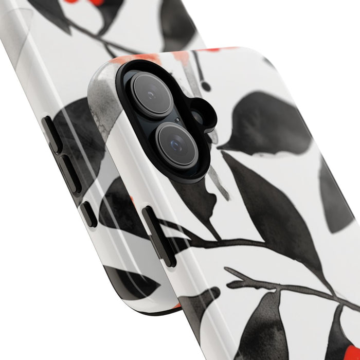 Rood-Zwart Waterverf Bloemenpatroon